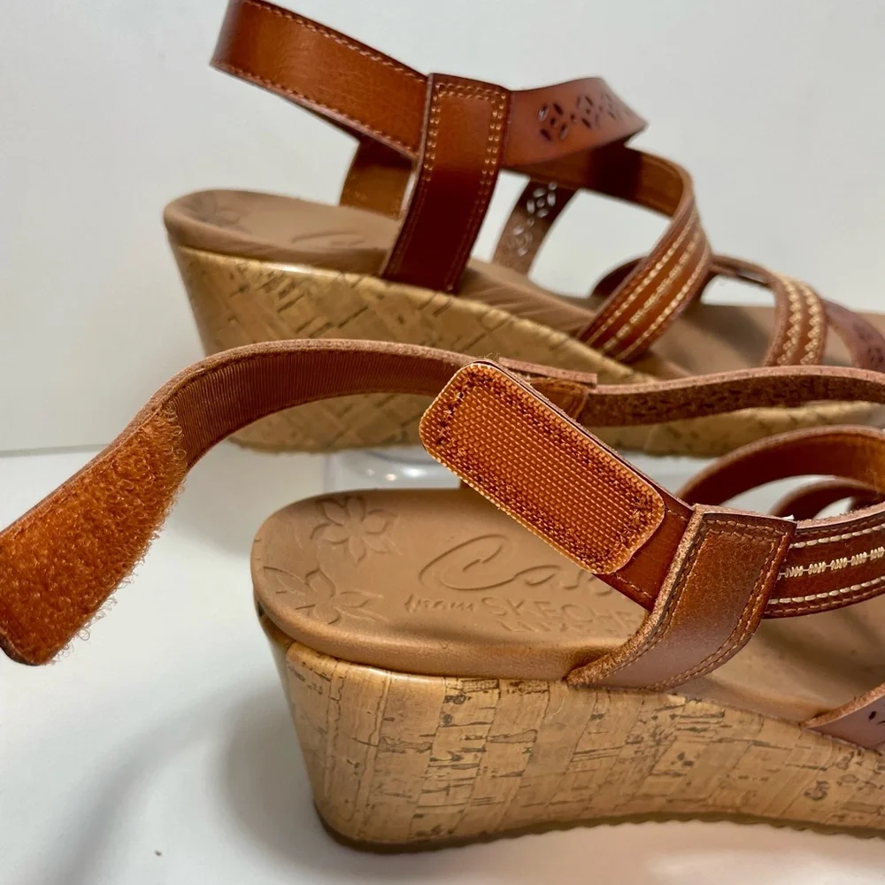 Skechers Cali Beverlee Delicate Glow Brown Wedge Sandals Womens Size 10 New